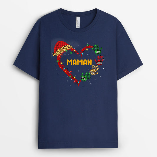 0048A030AFR2 present Personalisable T shirt coeur maman mamie mains
