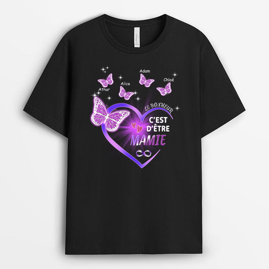 0063A010AFR1 present personnalisable T shirt papillons mamie coeur
