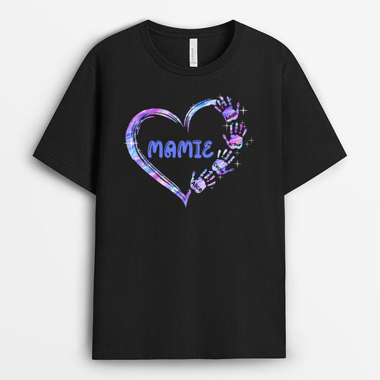0064A010AFR1 present personnalisable T shirt coeur mamie maman mains