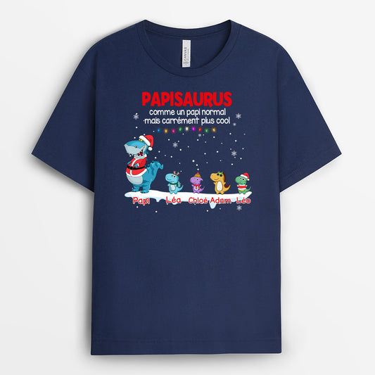 0068A010BFR2 present personnalisable T shirt dinosaures papa papi Noel