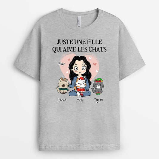 0082A040DFR2 cadeau Personnalise T shirt chats fille