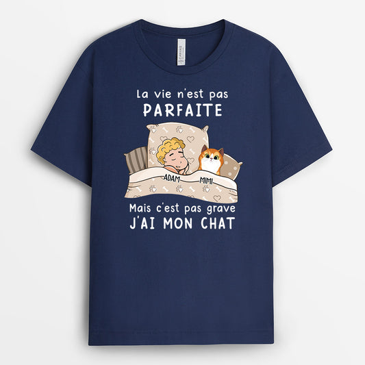 0090A010CFR2 Cadeau Personnalise T shirt Chat Amoureux des Chats