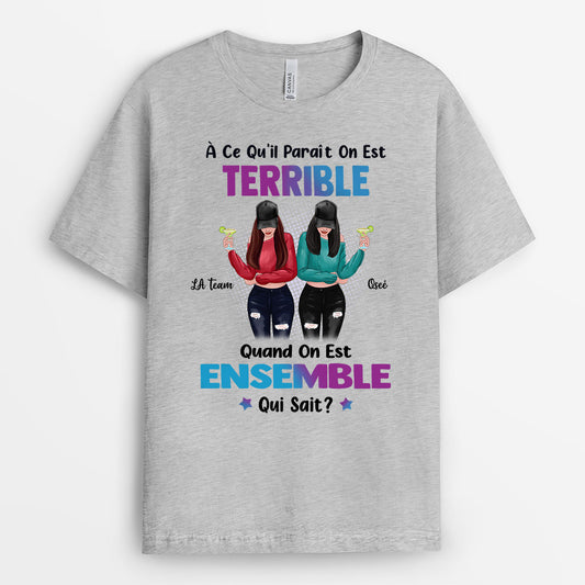 0125AFR2 Cadeau Personnalise T shirt Soeurs Meilleures Amies