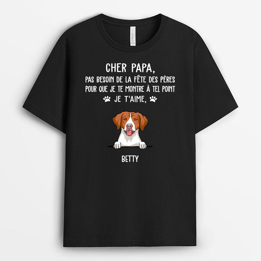 0127AFR1 present Personnalise T shirt chiens papa papi