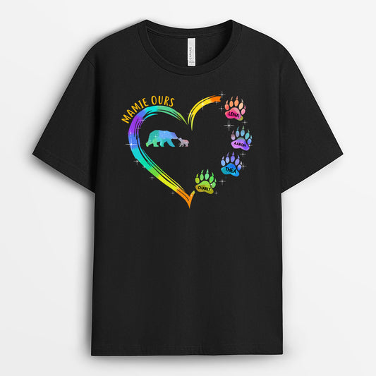 0133AFR2 present Personnalise T shirt ours mamie maman coeur