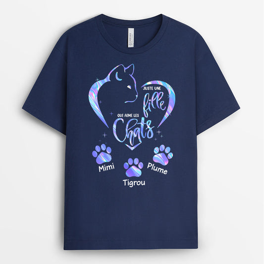 0135AFR2 present Personnalise T shirt chats filles texte