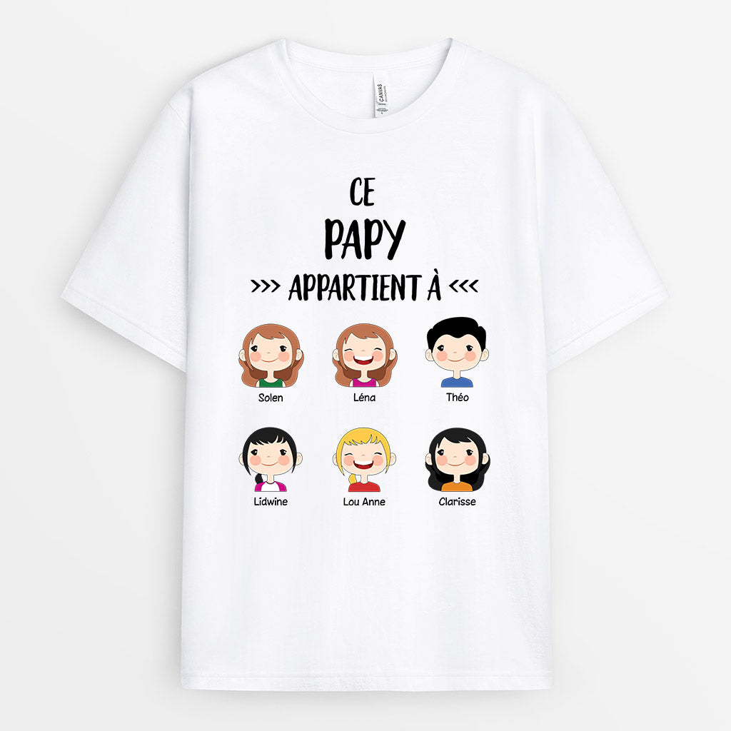 Ce Papi Appartient À - Cadeau Personnalisé | T-shirt pour Papa/Papi