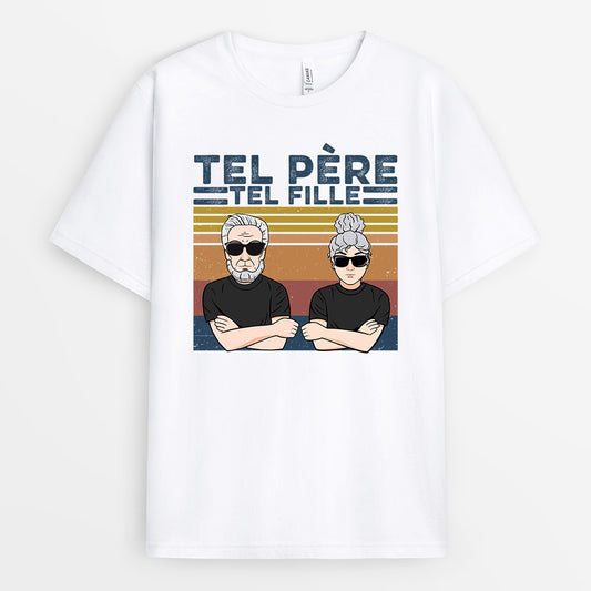 0144AFR1 present Personnalise T shirt humains pere fille