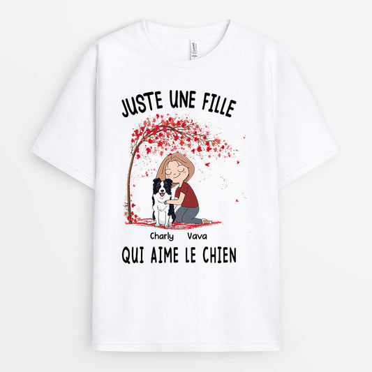 0154AFR2 present Personnalise T shirt chiens fille