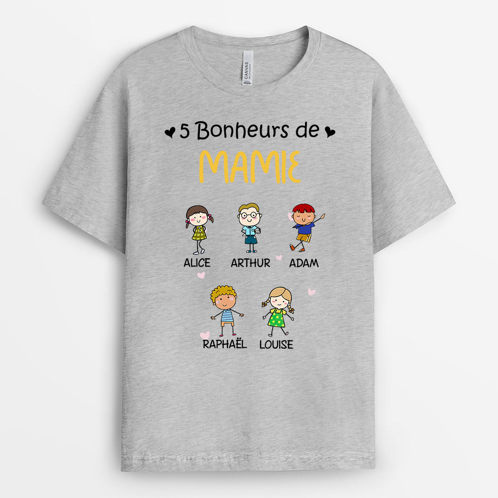 Bonheurs De Mamie - Cadeau Personnalisé | T-shirt pour Maman/Mamie