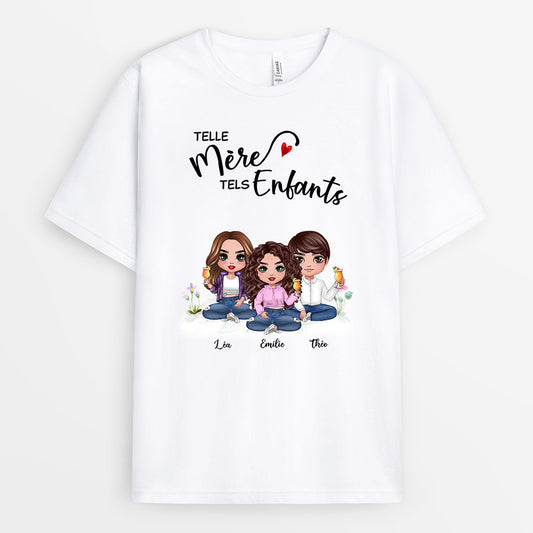 0164AFR2 present Personnalise T shirt famille mere fille fils