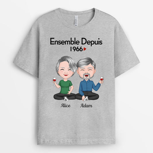 0176AFR1 Cadeau Personnalise T shirt Ensemble Depuis Couples Amoureux