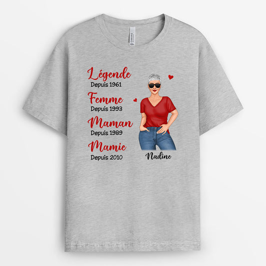 0198AFR2 present personnalisable T shirt femme maman mamie texte