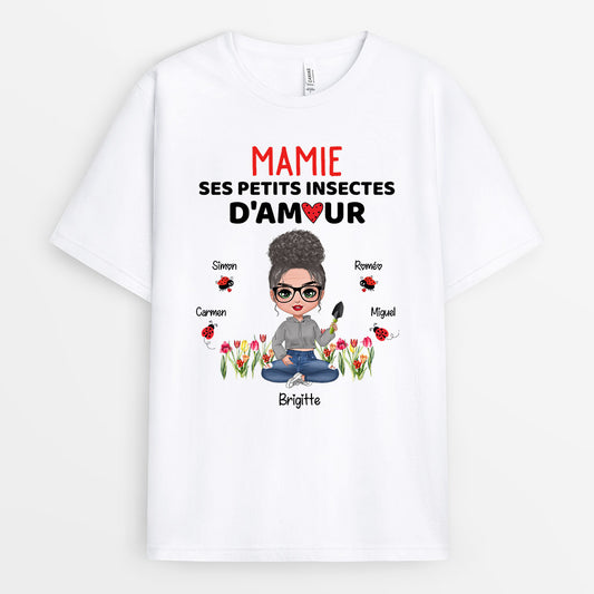 0203AFR1 cadeau Personnalise T shirt femme maman mamie insectes