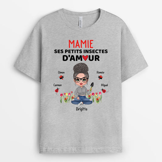 0203AFR2 cadeau Personnalise T shirt femme maman mamie insectes