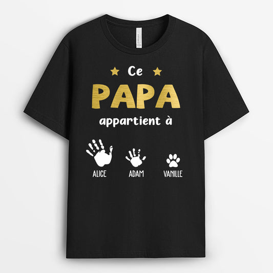 0256A140BFR2 present Personnalise T shirt mains papa papi