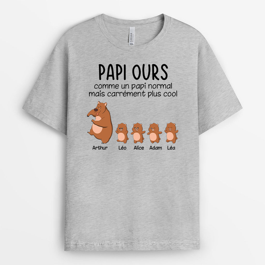 Papi Ours, Papa Ours - Cadeau Personnalisé | T-shirt pour Papa/Papi