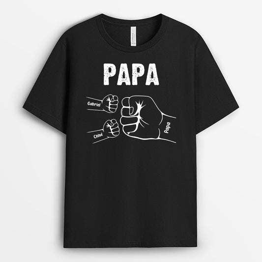 0263A108BFR1 cadeau personnalisable T shirt poing papa papi