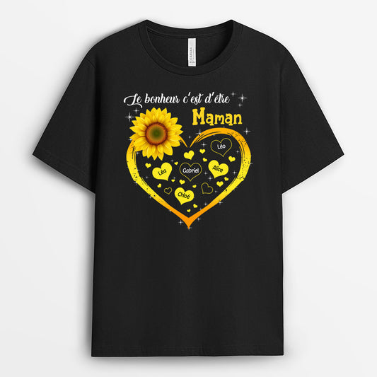 0280A100AFR1 cadeau Personnalise T shirt coeur maman mamie fleur