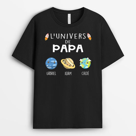 0311A140BFR1 cadeau Personnalise T shirt planetes papa papi