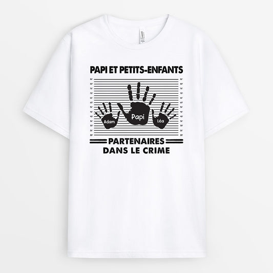0313A140BFR2 present personnalisable T shirt mains papa papi enfants