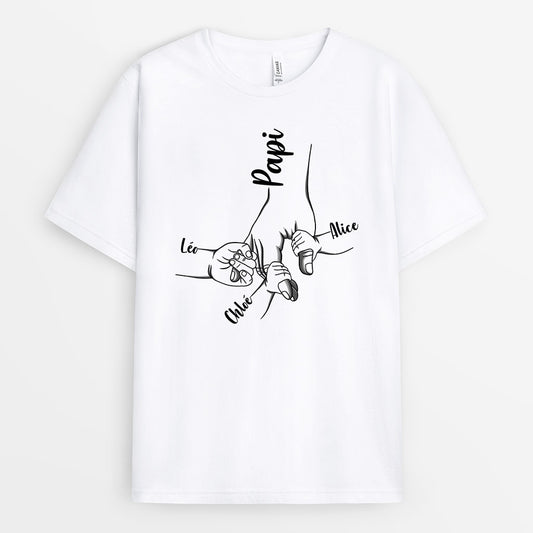 0321A908BFR2 present personnalisable T shirt mains papi enfants texte