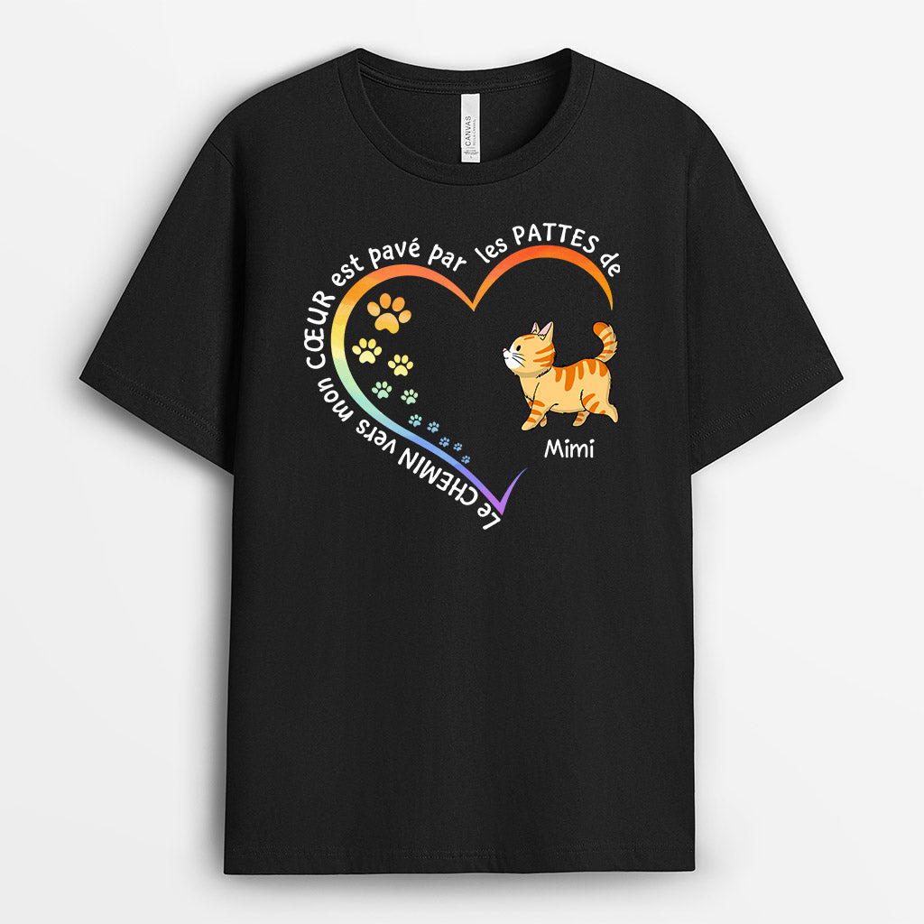 Le Chemin Vers Mon Cœur - Cadeau Personnalisé | T-shirt pour Amoureux des Chats