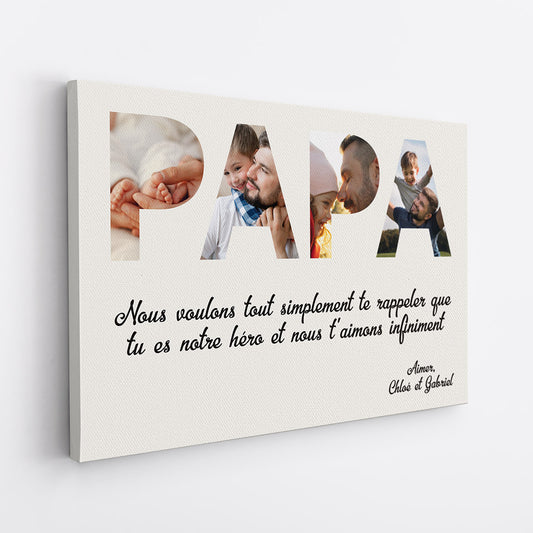 0423C240BFR2 Cadeau Personnalise Toile Texte Papa Photos