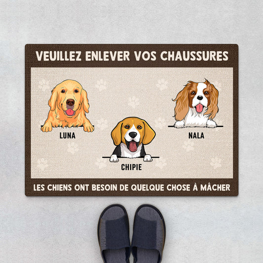 0429DFR1 Cadeau Personnalise Paillasson Chiens Amoureux Des Chiens
