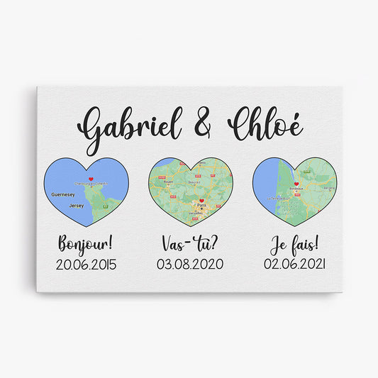 0430C500GFR1 Cadeau Personnalise Toile Carte Couples