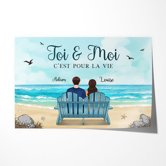0482S535GFR1 Present Personnalise Poster Personnes Couples Plage