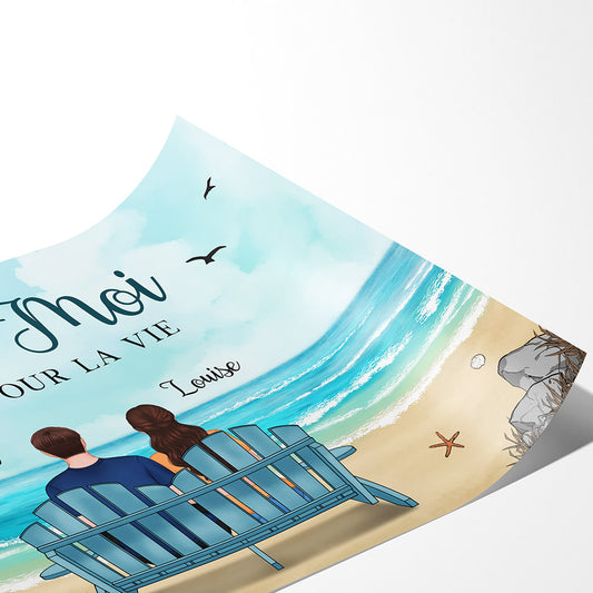 0482S535GFR2 Cadeau Personnalise Poster Personnes Couples Plage