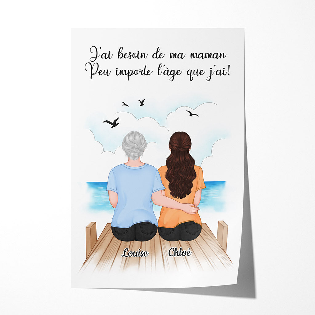 J'ai Besoin De Ma Maman - Cadeau Personnalisé | Poster pour Maman