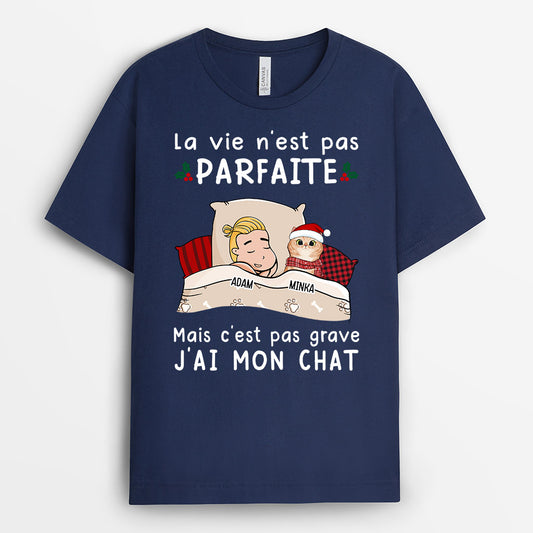 0523AFR2 Cadeau Personnalise T shirt Chat Amoureux des Chats Noel