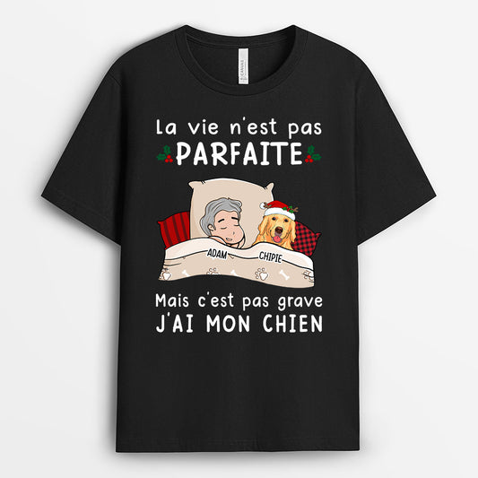 0523AFR2 Cadeau Personnalise T shirt Chien Amoureux Des Chiens Noel