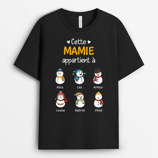 0524AFR2 Cadeau Personnalise T shirt Petits Enfants Mamie Noel