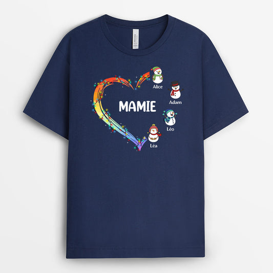 0526AFR1 Cadeau Personnalise T shirt Coeur Maman Mamie Noel
