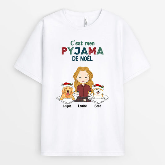 0532AFR1 Cadeau Personnalise T shirt Pyjama Amoureux Des Chiens