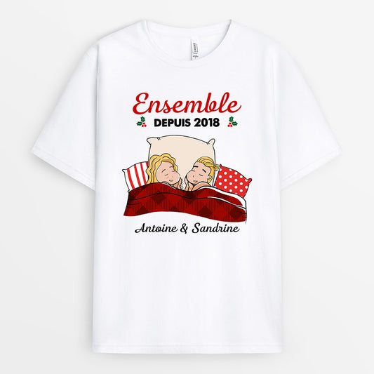 0537AFR1 Cadeau Personnalise T shirt Ensemble Depuis Amoureux Couples