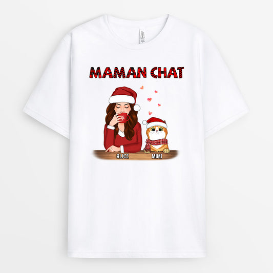 0558AFR1 Cadeau Personnalise T shirt Maman Chat Amoureux Des Chats