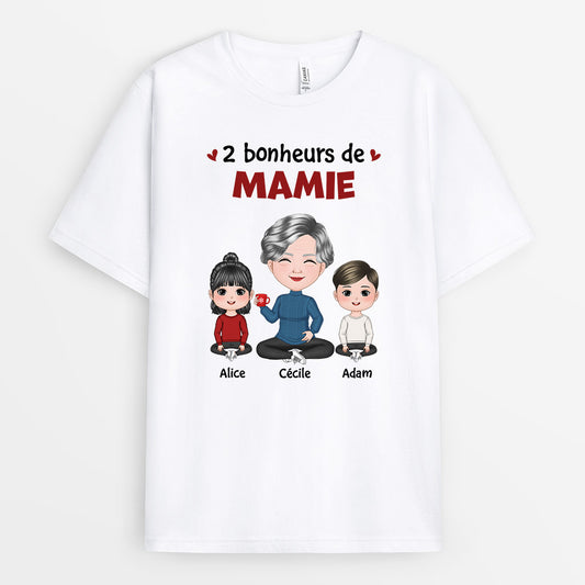 0565AFR1 Cadeau Personnalise T shirt Bonheurs Maman Mamie