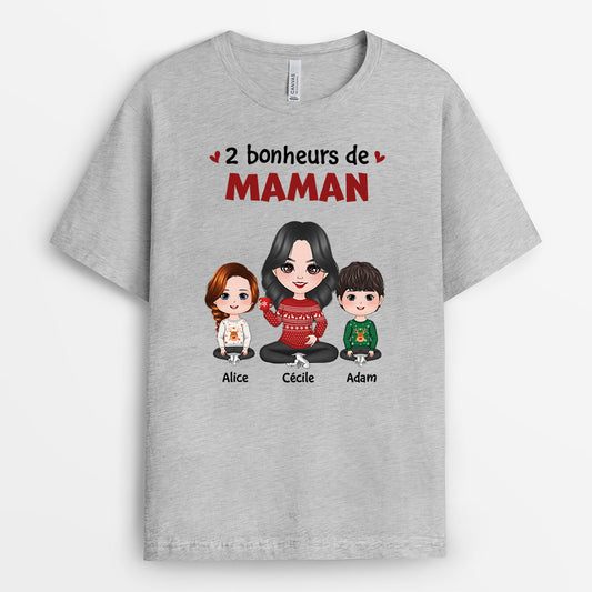 0565AFR2 Cadeau Personnalise T shirt Bonheurs Maman Mamie