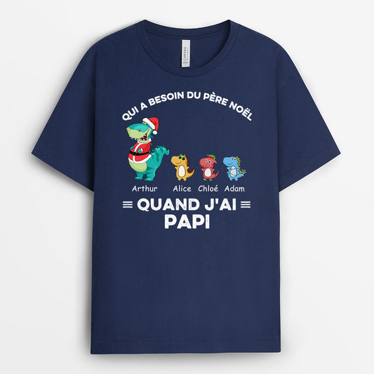 0583AFR1 Cadeau Personnalise T shirt Papy Papa Noel