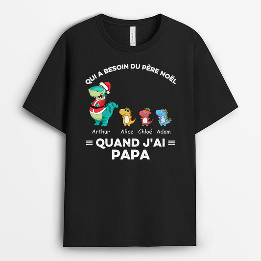 0583AFR2 Cadeau Personnalise T shirt Papy Papa Noel