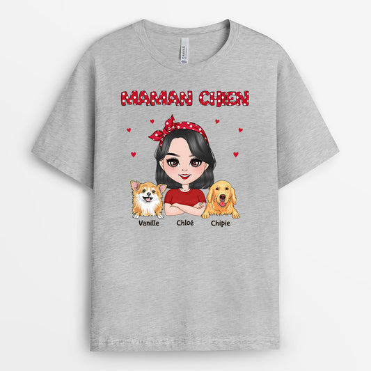0607AFR2 Cadeau Personnalise T shirt Maman Chien Amoureux des Chiens