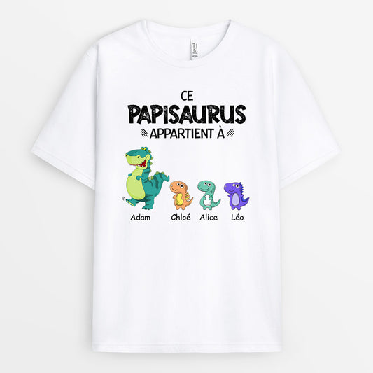 0636AFR1 Cadeau Personnalise T shirt dinosaure Papa Papi