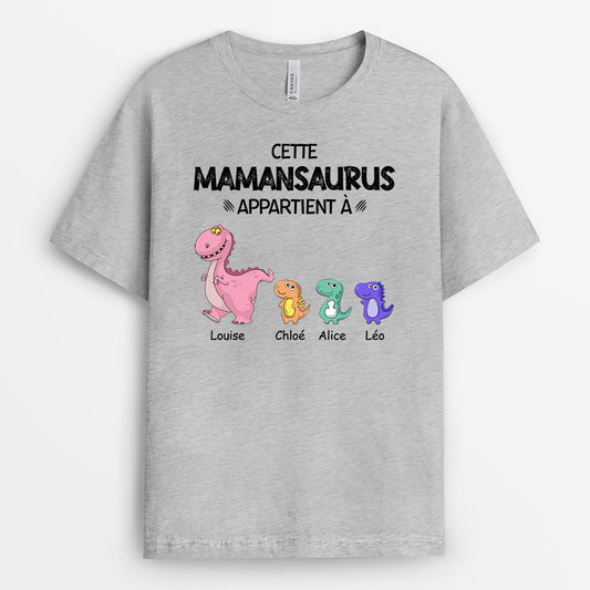 0636AFR2 Cadeau Personnalise T shirt dinosaure Mamie Maman