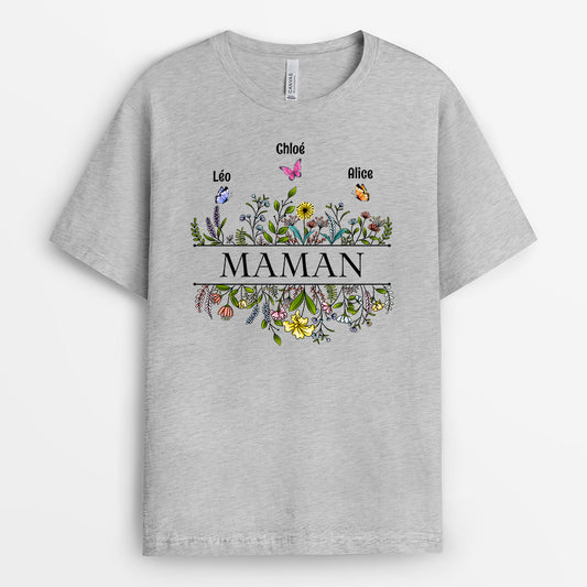 0640AFR2 Cadeau Personnalise T shirt Maman Enfants Maman Mamie