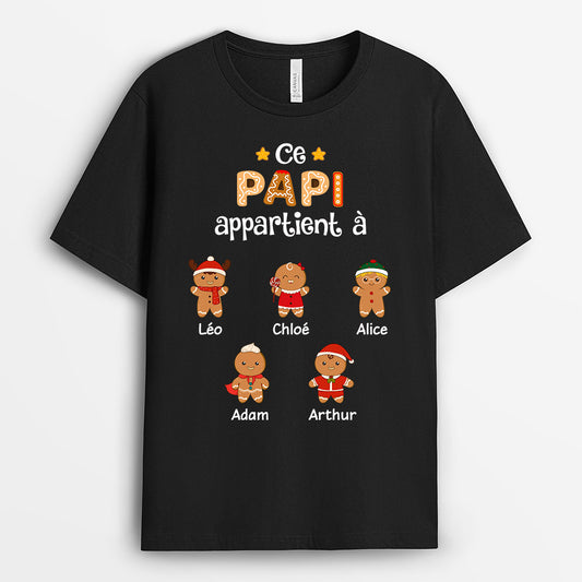0661AFR1 Cadeau Personnalise T shirt Papi Papa Noel