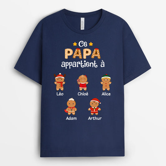 0661AFR2 Cadeau Personnalise T shirt Papi Papa Noel